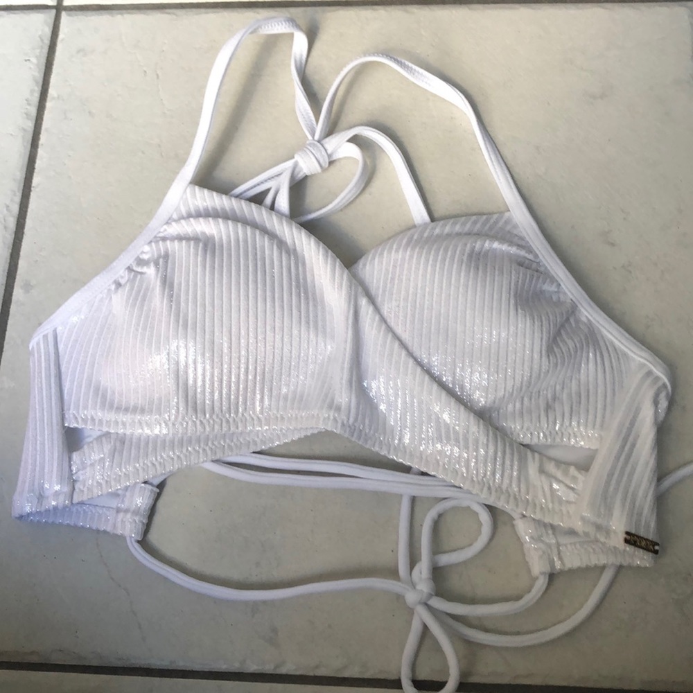 PINK XS white swim top